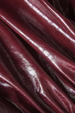 MICAS Mini Dresses-Faux Leather Satin Sleeveless Mini Dress BURGUNDY