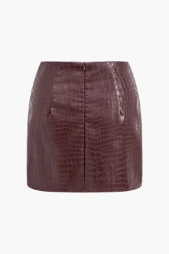 MICAS Skirts-Faux Leather Skirt BURGUNDY