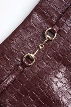 MICAS Skirts-Faux Leather Skirt BURGUNDY