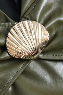 MICAS Mini Dresses-Faux Leather Sleeveless Mini Dress OLIVE