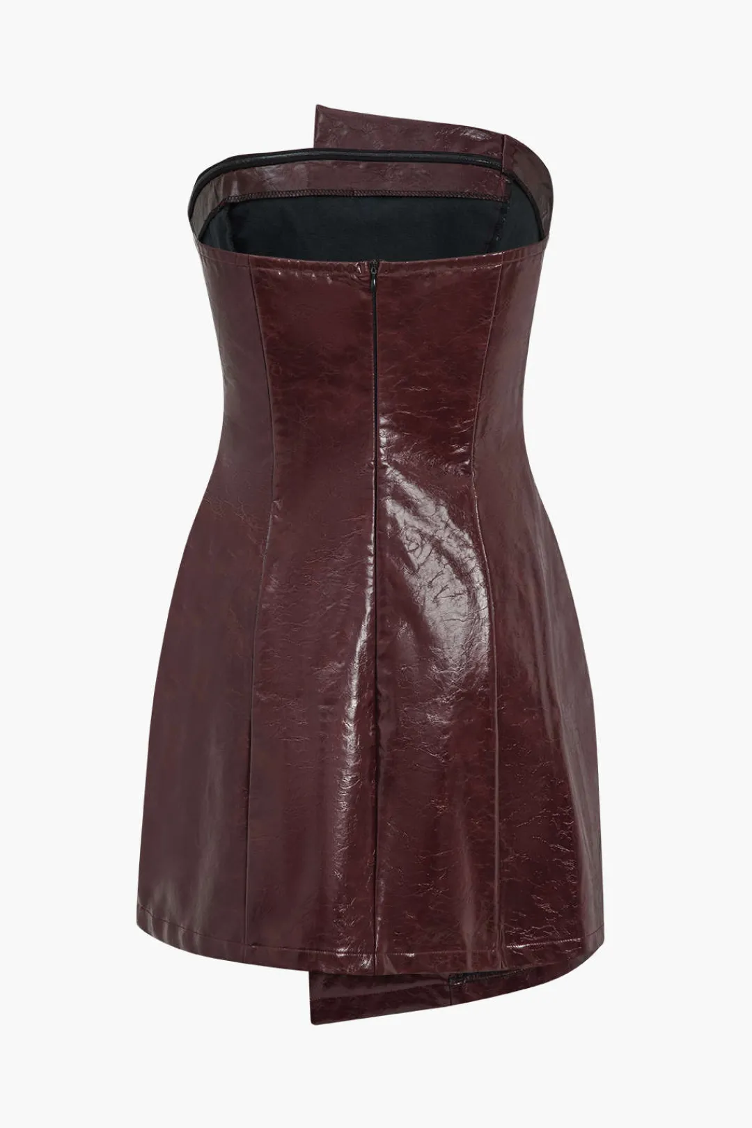 MICAS Mini Dresses-Faux Leather Strapless Mini Dress With Shell Embellishments