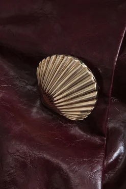 MICAS Mini Dresses-Faux Leather Strapless Mini Dress With Shell Embellishments