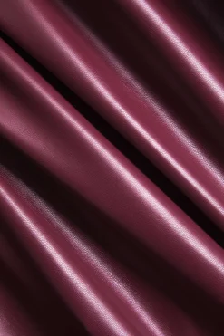 MICAS Maxi Dresses-Faux Leather Strapless Tie Back Sleeveless Maxi Dress BURGUNDY