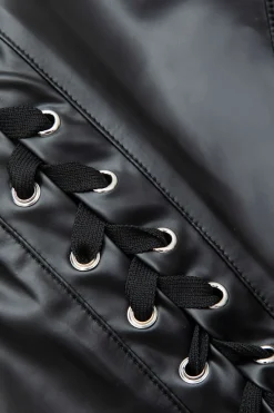 MICAS Skirts-Faux Leather Tie Side Mini Skirt BLACK