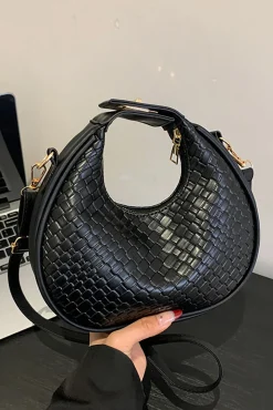 MICAS Bags|Accessories-Faux Leather Vintage Tote Bag BLACK