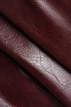 MICAS Mini Dresses-Faux Leather V-neck Ruched Mini Dress