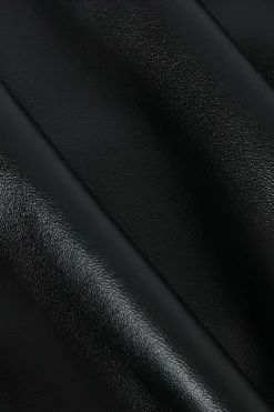 MICAS Skirts-Faux Leather Wrap Ruched Midi Skirt