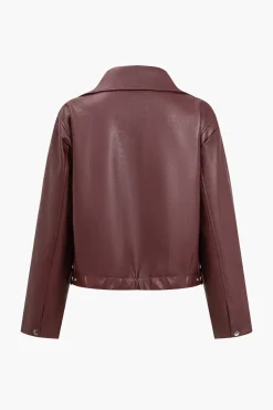 MICAS Outerwear|Outerwear-Faux Leather Zipper Jacket