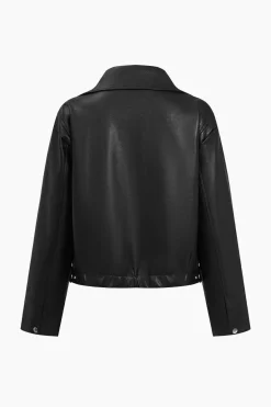 MICAS Outerwear|Outerwear-Faux Leather Zipper Jacket