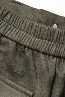 MICAS Cargo Pants|Pants-Faux Suede Multi Pocket Straight Leg Cargo Pants COFFEE