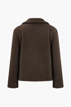 MICAS Outerwear|Outerwear-Faux Wool Button Collar Jacket COFFEE