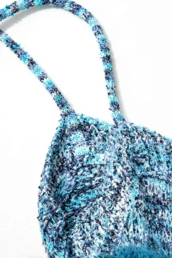 MICAS Knitwear|Knit Dresses-Feather Detail Stripe Cami Knit Midi Dress