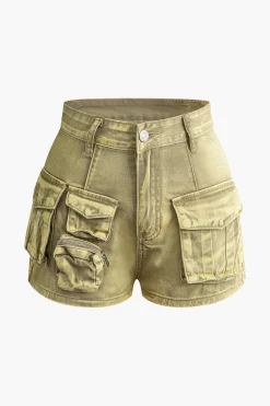 MICAS Shorts-Flap Pocket Denim Shorts OCHRE