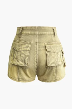 MICAS Shorts-Flap Pocket Denim Shorts OCHRE