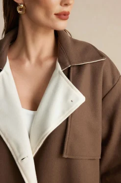 MICAS Outerwear|Outerwear-Fleece Button Patchwork Coat COFFEE