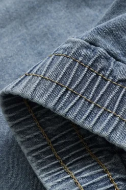 MICAS Outerwear|Outerwear-Floral Denim Patchwork Outerwear Contrast Color