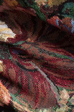 MICAS Mini Dresses-Floral Jacquard Strapless Sleeveless Mini Dress BURGUNDY