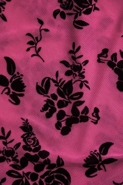 MICAS Mini Dresses-Floral Mesh Backless Cut Out Mini Dress RASPBERRY