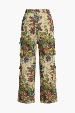 MICAS Pants-Floral Pattern Pocket Trousers BEIGE