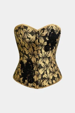 MICAS Tube Tops-Floral Print Appliques Tube Top YELLOW