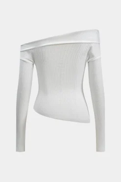 MICAS Long Sleeve Tops|Long Sleeves Tops-Floral Print Asymmetrical Long-Sleeve Top WHITE