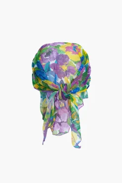MICAS Swimwear-Floral Print Bikini Set With Matching Skirt Cover Up And Headscarf PURPLE