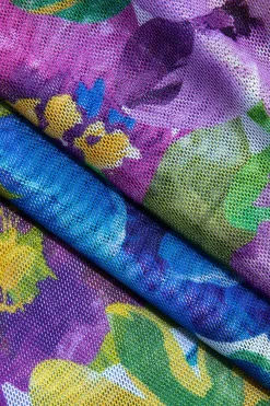 MICAS Swimwear-Floral Print Bikini Set With Matching Skirt Cover Up And Headscarf PURPLE