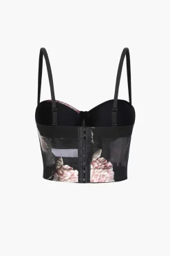 MICAS Corset & Bustier Tops|Tank Tops & Cami-Floral Print Bustier Top BLACK