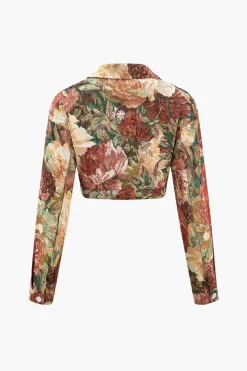 MICAS Outerwear|Outerwear-Floral Print Button Jacket RED
