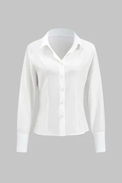 MICAS Skirt Sets-Floral Print Buttoned Long-Sleeve Shirt And Skirt Set WHITE