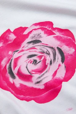 MICAS T-Shirts-Floral Print Crop T-shirt WHITE