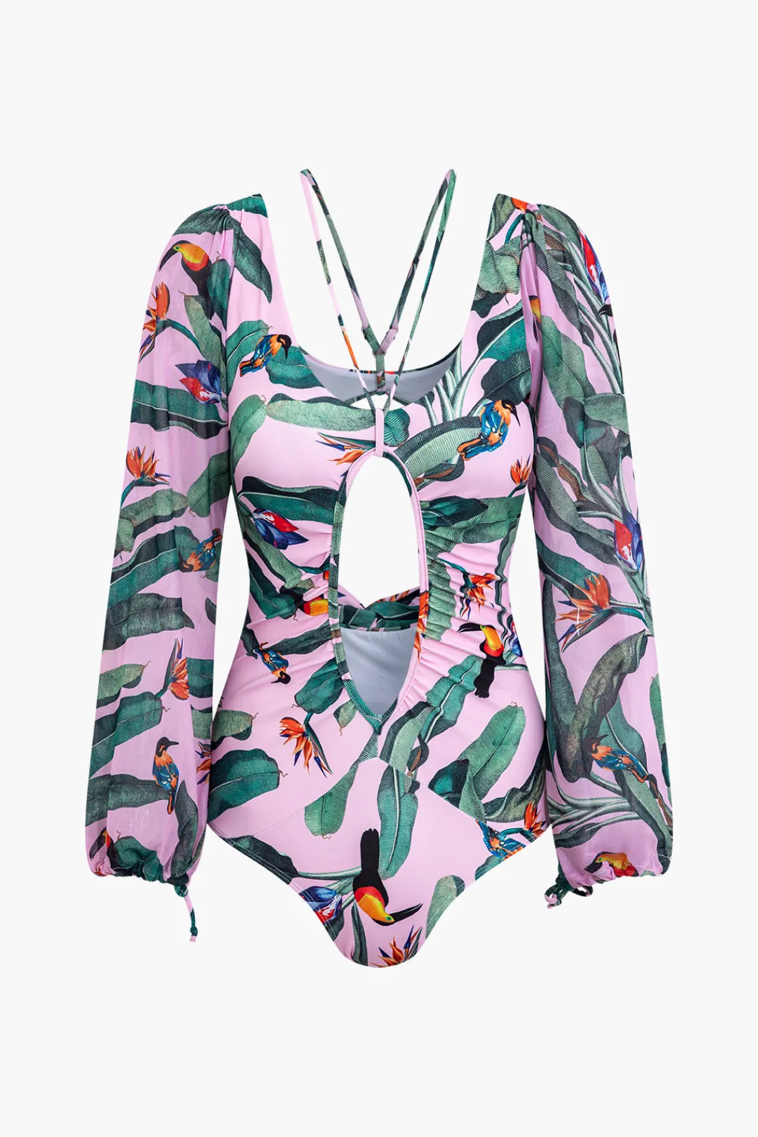 MICAS Swimwear-Floral Print Cut Out Tummy Control One-Piece Swimsuit DUSTY PINK