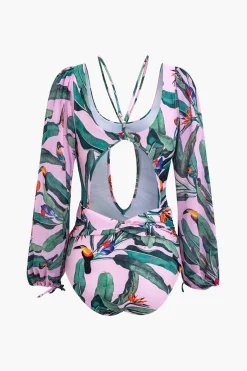 MICAS Swimwear-Floral Print Cut Out Tummy Control One-Piece Swimsuit DUSTY PINK