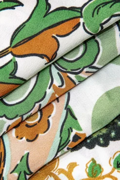 MICAS Pants-Floral Print Drawstring Slit Wide Leg Pants Contrast Color