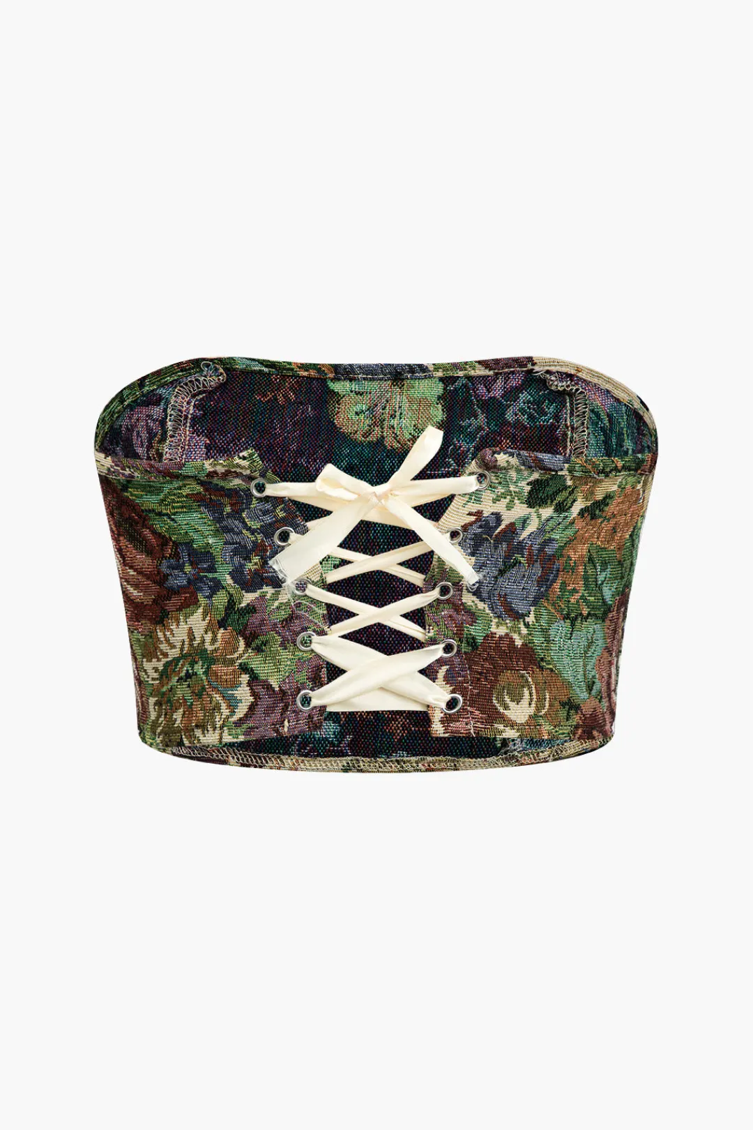 MICAS Pant Sets|Vacation Sets-Floral Print Fringe Tie Back Tube Top And Button Pocket Trouser Set MULTICOLOR