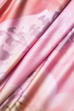 MICAS Midi Dresses-Floral Print Halter Slit Corset Midi Dress PINK