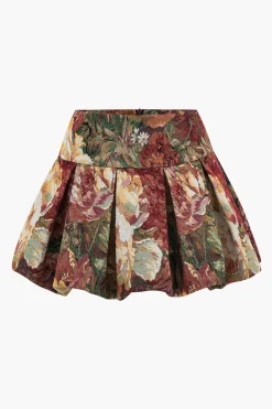 MICAS Skirts-Floral Print High Waist Pleated Skirt MULTICOLOR