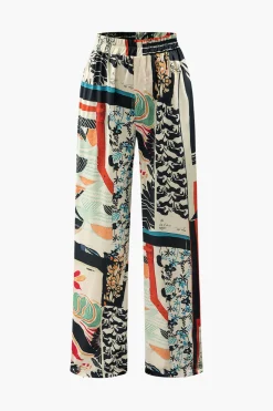 MICAS Pants-Floral Print High Waisted Straight Leg Pants