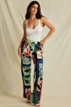 MICAS Pants-Floral Print High Waisted Straight Leg Pants