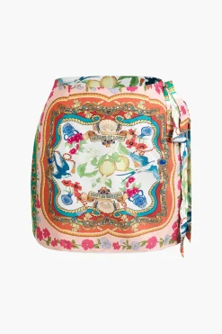 MICAS Skirts-Floral Print Knot Mini Skirt MULTICOLOR