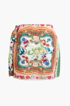 MICAS Skirts-Floral Print Knot Mini Skirt MULTICOLOR