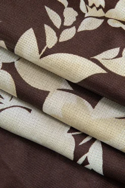 MICAS Maxi Dresses-Floral Print Lace Trim Slit Maxi Dress PLUM