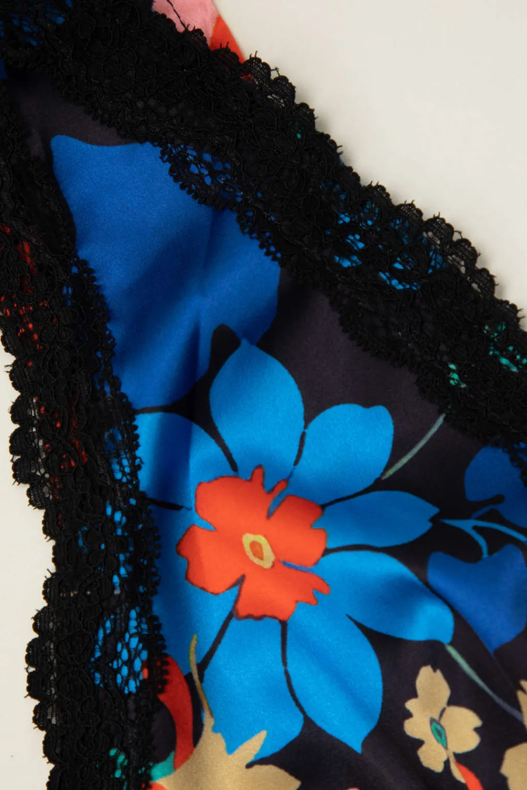 MICAS Maxi Dresses-Floral Print Lace Trim V-neck Maxi Dress MULTICOLOR