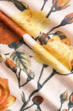 MICAS Bodysuits-Floral Print Mesh Long Sleeve Bodysuit NUDE