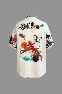 MICAS Vacation Sets|Pant Sets-Floral Print Shirt And Pants Set BEIGE