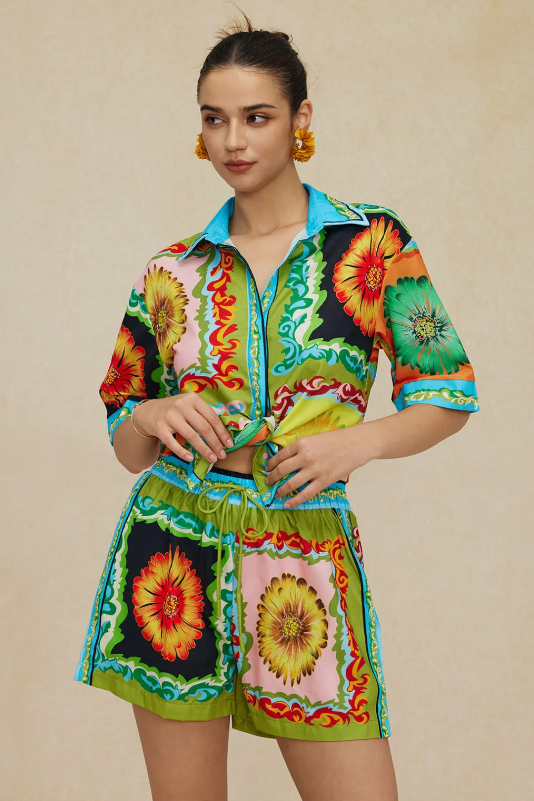 MICAS Short Sets-Floral Print Shirt And Shorts Set MULTICOLOR