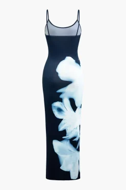 MICAS Maxi Dresses-Floral Print Slip Maxi Dress BLUE