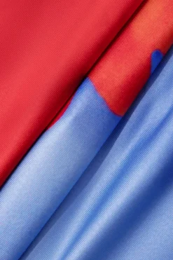 MICAS Maxi Dresses-Floral Print Spaghetti Strap Slit Maxi Dress BLUE