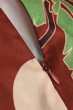 MICAS Maxi Dresses-Floral Print Tie Back Ruffle Maxi Dress BROWN