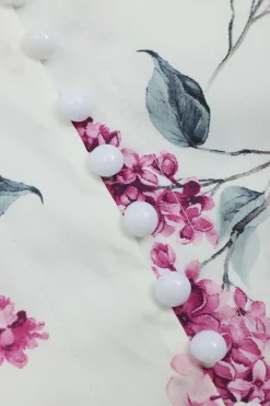 MICAS Long Sleeve Dresses|Mini Dresses-Floral Print Tie-Up Long Sleeve Mini Dress LILAC